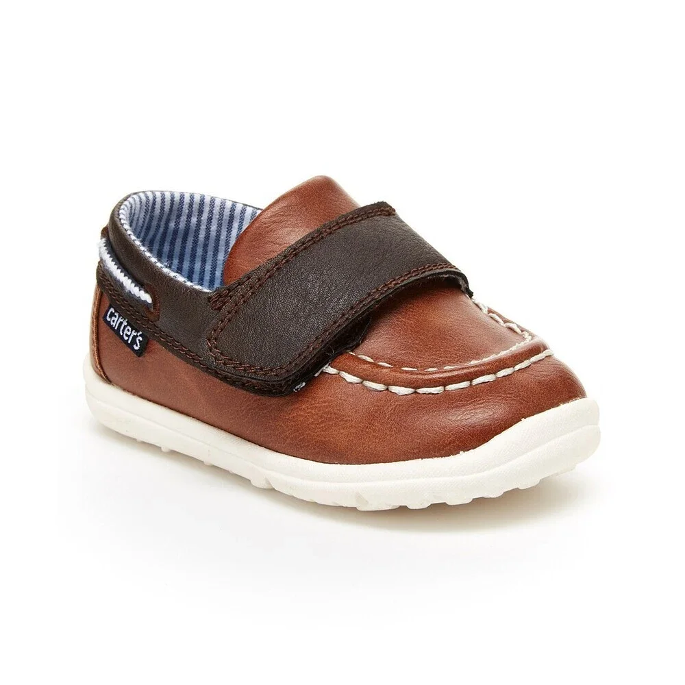 Carter's Jaden-P-B Toddler US 2.5 Brown Moc Toe Slip-On Casual Boat Shoe JOBB558